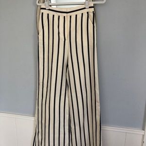 Veronica Bear Striped Wide-Leg Cotton Pants